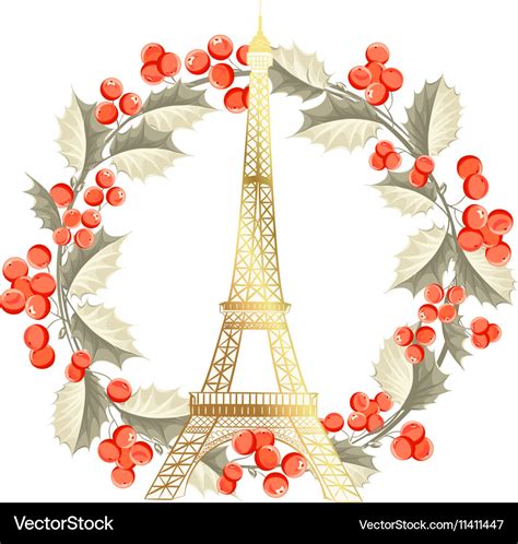 Eiffel tower christmas card Royalty Free Vector Image