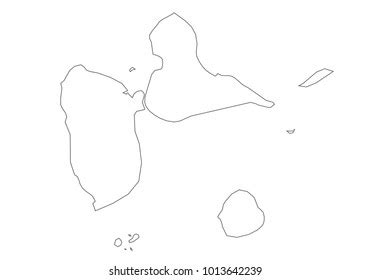 Guadeloupe Map Country Borders Thin Black 스톡 벡터(로열티 프리) 1013642239 | Shutterstock