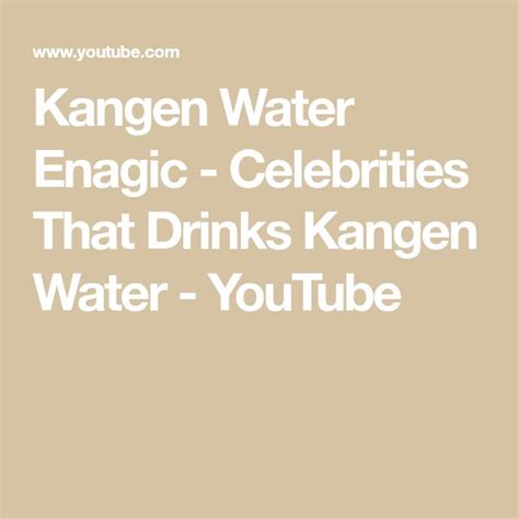 Kangen Water Enagic - Celebrities That Drinks Kangen Water - YouTube ...