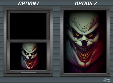 Creepy Scary Horror Laughing Clown Face Window Backlit Wall Backdrop Banner Inside / Outside ...