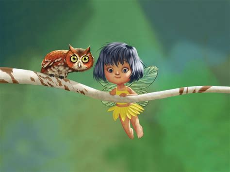 Fantasy Fairy and Owl: Enchanting HD Wallpaper