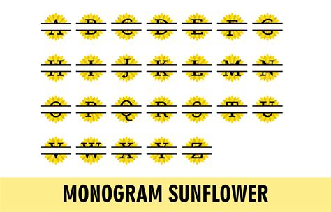 Sunflower monogram alphabet set 1213502 Vector Art at Vecteezy