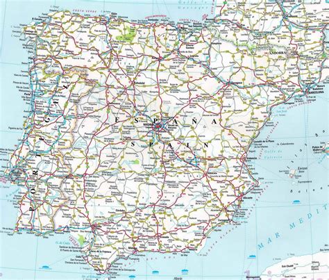 Large Detailed Road Map Of Spain And Portugal Travelinter Map Of ...