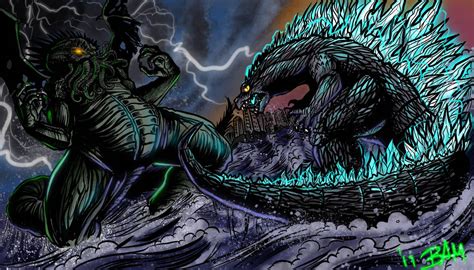 Cthulhu vs Godzilla by Chthonic-Decapodian on DeviantArt