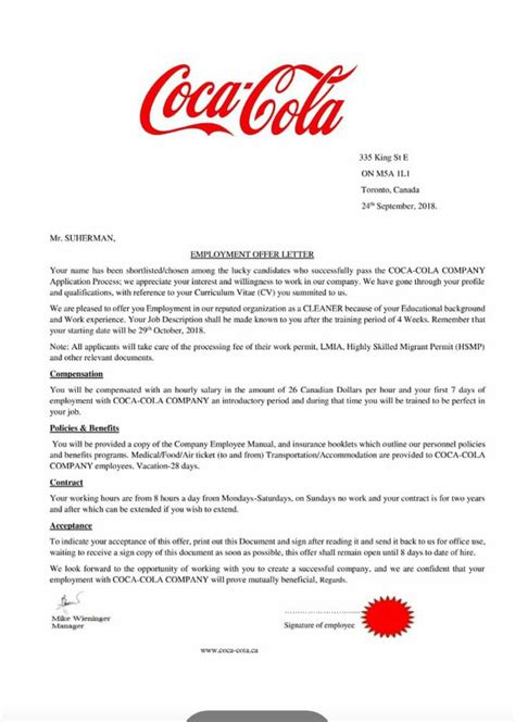 Fake Offer Letter From Canada | Onvacationswall.com