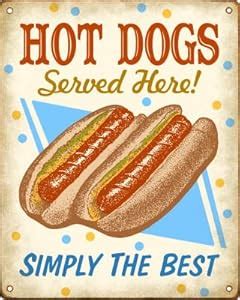 Amazon.com - Retro Hot Dog Stand Sign - Hot Dogs Served Here - Decorative Plaques