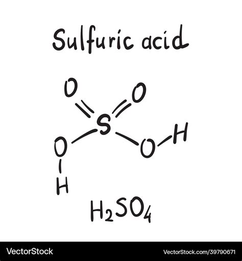 Sulfuric acid molecule formula hand drawn Vector Image