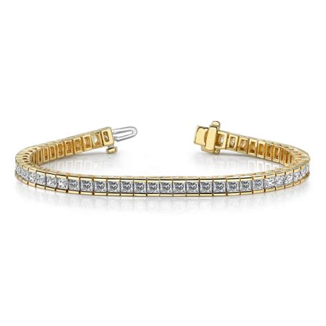 5.00 ct Ladies Princess Cut Diamond Tennis Bracelet In Channel Setting Yellow Gold