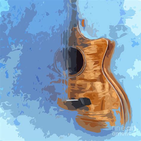 Acoustic Guitar Blue Background 5 Digital Art by Drawspots ...