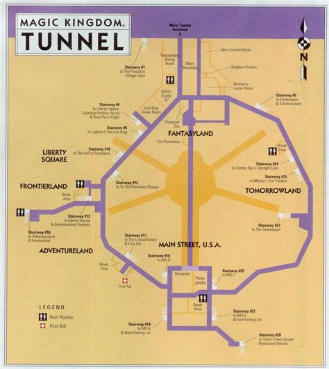 Disney’s Magic Kingdom tunnel map for cast. | Disney world facts, Disney world secrets, Disney parks