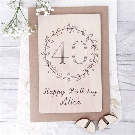 personalised 40th birthday wooden card by jayne tapp design | notonthehighstreet.com