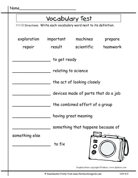 5th Grade Vocabulary Worksheets