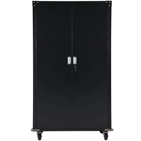 Buy Metal Garage Storage Cabinet with Wheels, Black 75” Rolling Steel ...