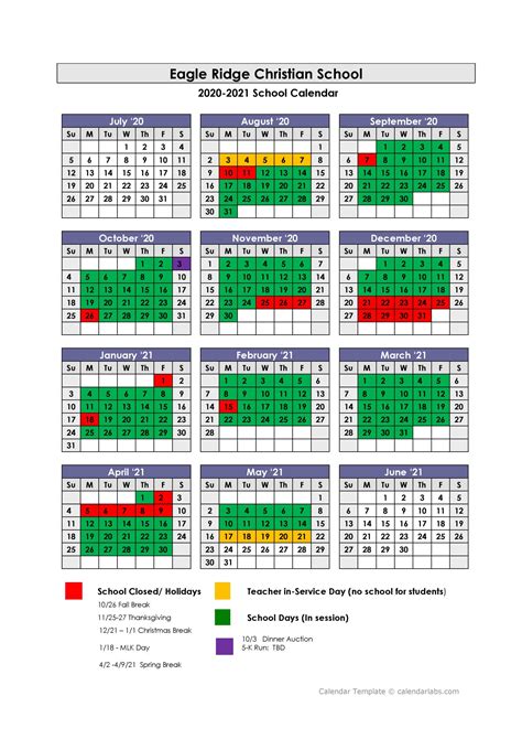 School Calendar - Eagle Ridge Christian School