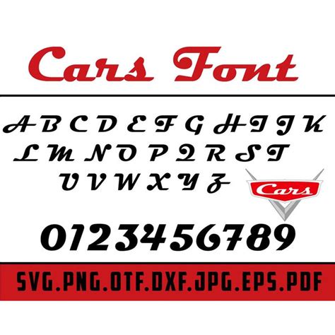 Cars Font Printable Letters Clipart svg png dxf jpg pdf eps - Inspire ...