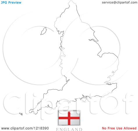 Clipart of a England Flag And Map Outline - Royalty Free Vector ...