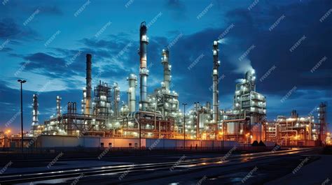 Premium AI Image | Industrial night view petrochemical industry ...