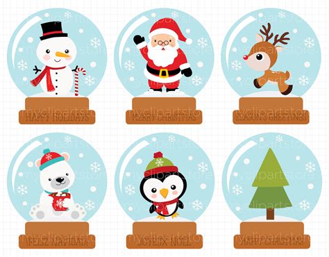 Christmas Snow Globes Vector Clipart By MyClipArtStore | TheHungryJPEG