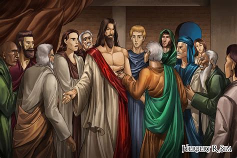 Jesus-Showing-Wounds-Disciples-Art-illustration - Herbert R. Sim