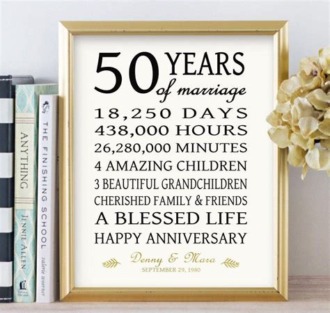 50th Anniversary Gift for Parents Golden 50 Years Wedding | Etsy | 50th anniversary gifts, 50th ...