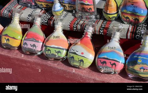 Bottles of colorful sand art in Dubai, United Arab Emirates, Jan 2020 ...