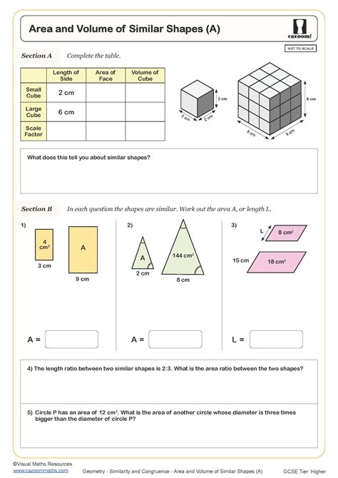 Volume And Area Worksheets