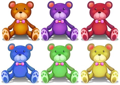 Illustration of different colors teddy bears | Free Vector