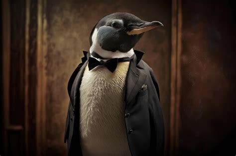 Premium AI Image | Penguin in tuxedo ai generative