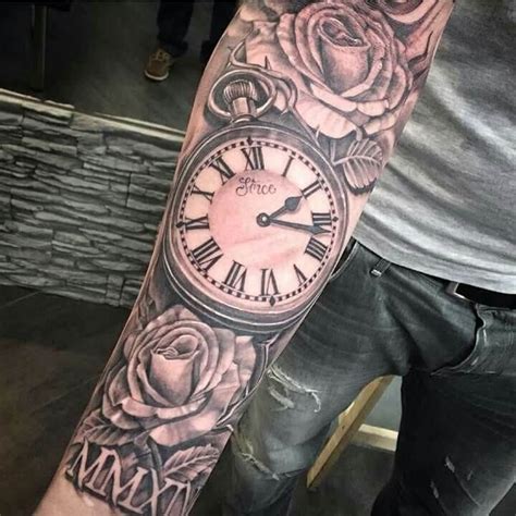 Top 55 Best Rose Tattoos for Men | Improb | Tatouage horloge, Tatouage ...