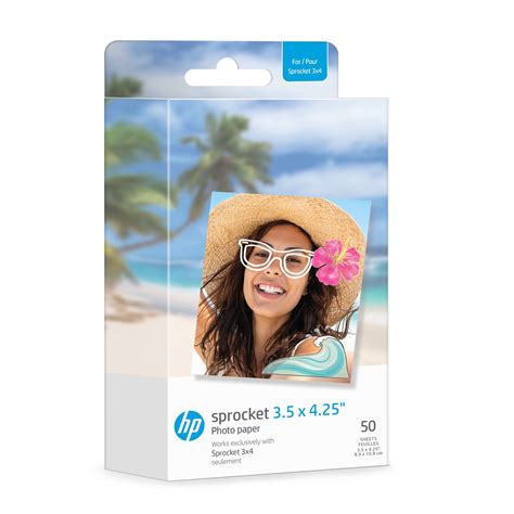 HP Sprocket 3.5 x 4.25" Zink Sticky-backed Photo Paper (50 Pack ...