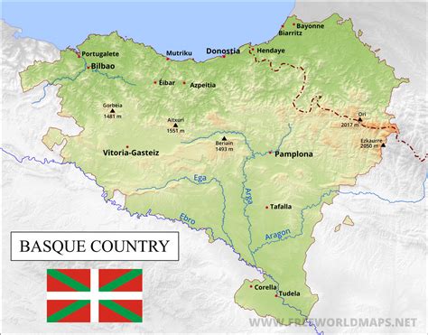 Basque Country Physical Map (greater region)