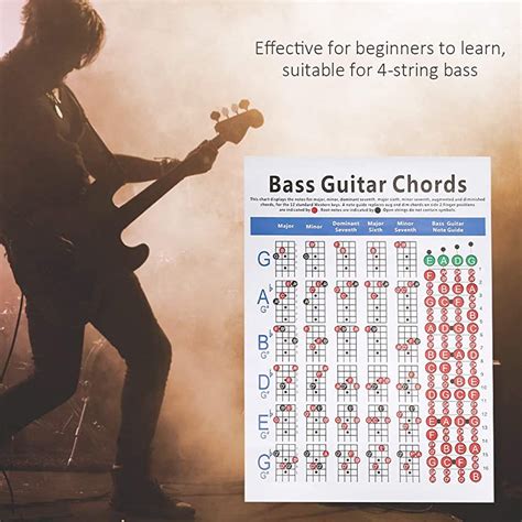 Rdeghly Bass Guitar Chords Chart 4-String Beginner Finger Practice Musical Instrument ...