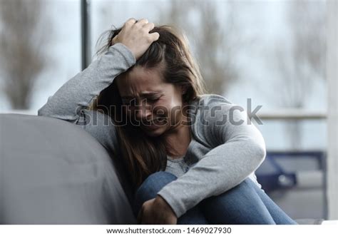 Sad Girl Complaining Crying Alone Sitting Stock Photo 1469027930 | Shutterstock