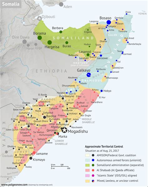 Somalia Control Map & Timeline - August 2017 - Political Geography Now