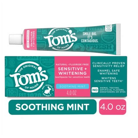 Tom's of Maine Fluoride Free Sensitive and Whitening Toothpaste, 4 oz ...