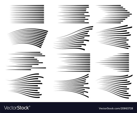 Horizontal speed motion lines. Fast line vector symbols isolated. Strip effect power or fly ...