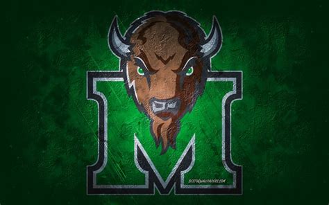 Download wallpapers Marshall Thundering Herd, American football team, green background, Marshall ...