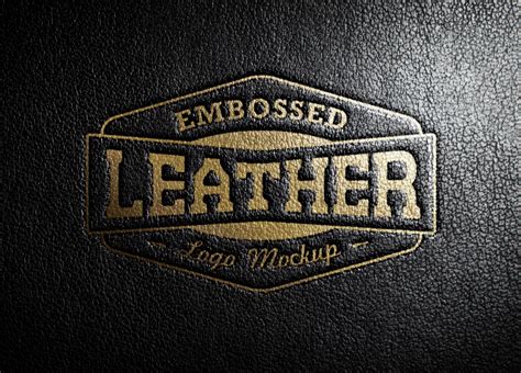 Embossed Leather Stamp Logo Mockup PSD