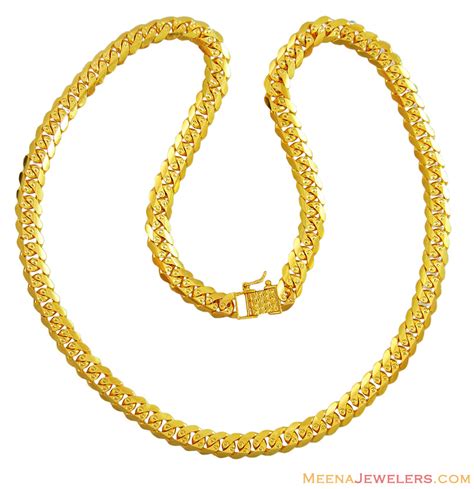 Mens Heavy Solid Chain 22k - ChMs13910 - 22K Gold Fancy Mens Solid Chain designed in linked ...