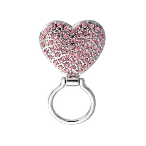 Pink Crystal Heart Magnetic Clip Holder Magnetic Eyeglass Holder Brooch Jewelry - CI12D4RYYQ3