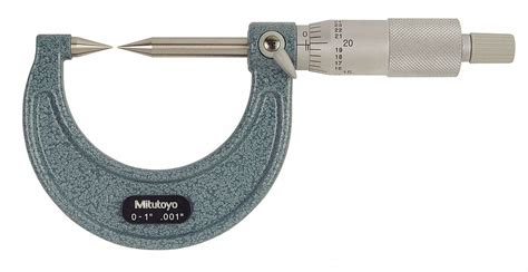 MITUTOYO Digital Point Micrometer, Operation Type Mechanical, Range 0 in to 1 in, Accuracy +/-0. ...