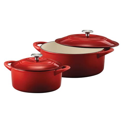 Tramontina Enameled Cast Iron Covered Dutch Oven Combo, 2-Piece – Red ...