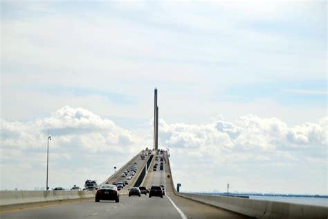 Driving into the clouds at the Sunshine Skyway Bridge