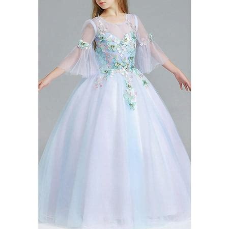 Unomatch - Kids Girls Roud Neck Lace Decorated Wedding Dress - Walmart.com