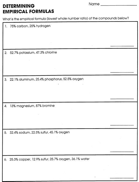 Empirical Formula Worksheet Answers With Work - Organicfer