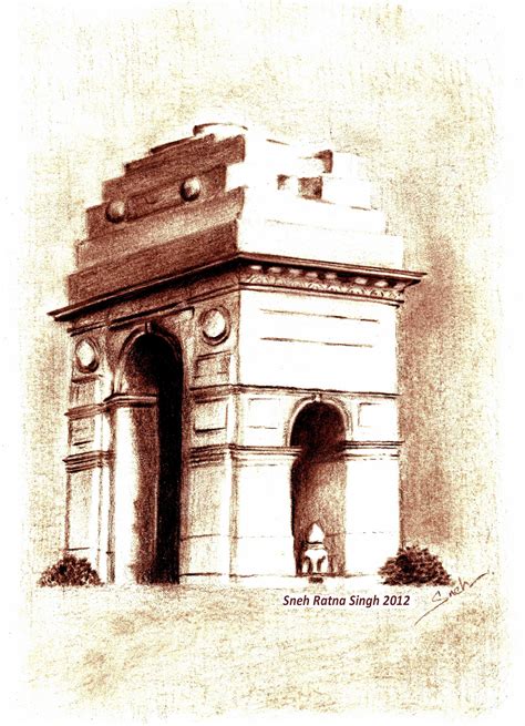 India Gate Sketch at PaintingValley.com | Explore collection of India Gate Sketch