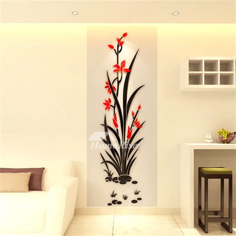 Floral Wall Decals 3D Acrylic Decorative Living Room Personalised