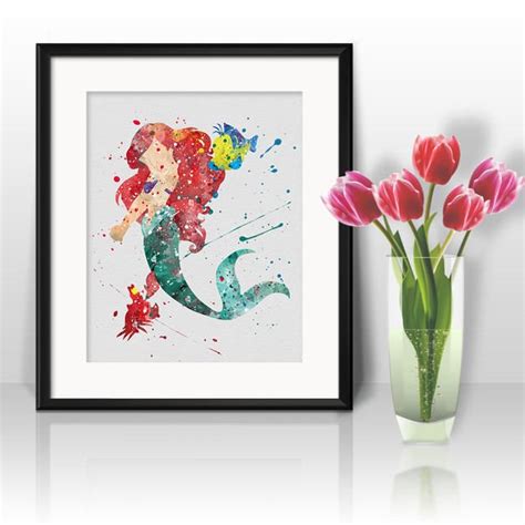 Princess Ariel Watercolor Print, Ariel Disney Art, Little Mermaid, Princess Art, Disney Art ...