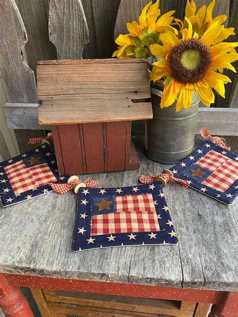 FLAG BUNTING Americana Country Garland Mini Flag Mantle - Etsy