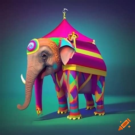 Colorful tent with performing circus elephants on Craiyon